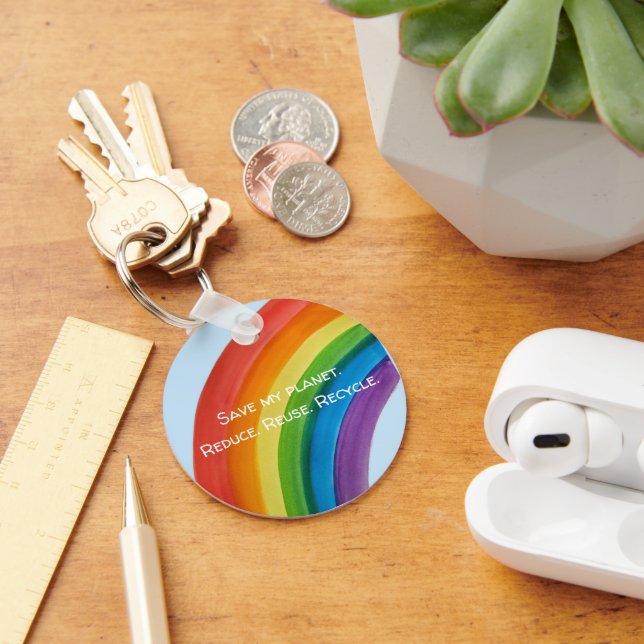 RAINBOW Save my planet (customizable) Keychain (Desk)