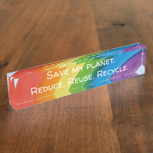 RAINBOW Save my planet (customizable) Nameplate