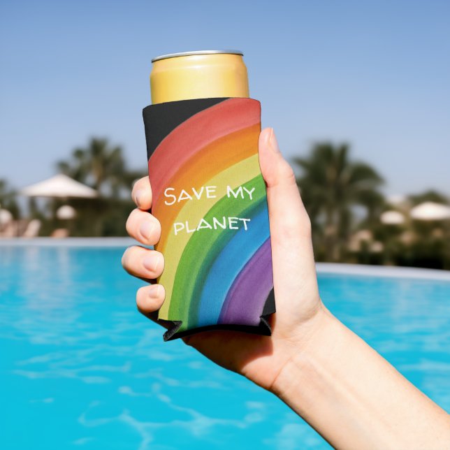 RAINBOW Save my planet (customizable) Seltzer Can Cooler (In Situ Pool)