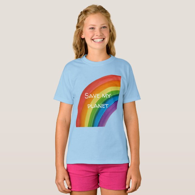 RAINBOW Save my planet (customizable) T-Shirt (Front Full)