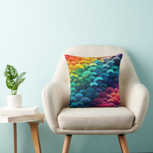 Rainbow Scale Pattern Throw Pillow