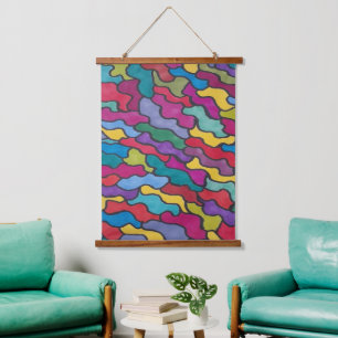 Rainbow Scales Abstract Hanging Tapestry