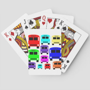 rainbow school buses playing cards