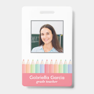 Rainbow School Teacher Barcode Photo ID badge