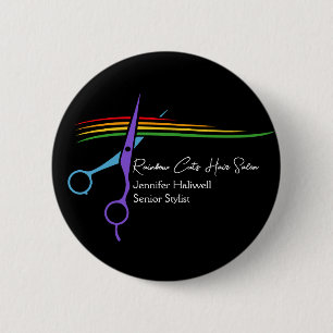 Rainbow Scissors Hair Stylist Chic Salon Marketing 2 Inch Round Button