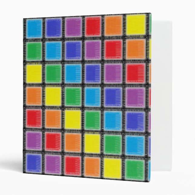 Rainbow Scratched Squares Binder (Front/Inside)