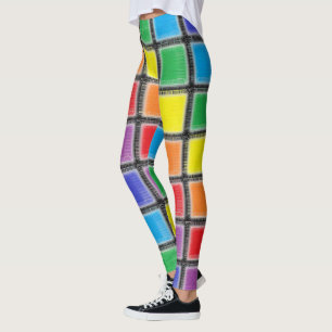 Rainbow Scratched Squares Leggings