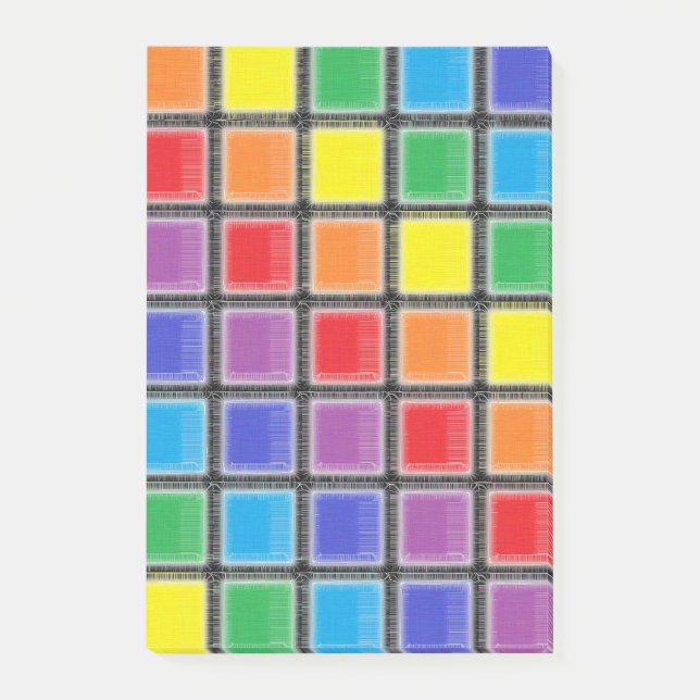 Rainbow Scratched Squares Post-it Notes (Front)