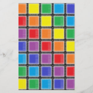 Rainbow Scratched Squares Stationery