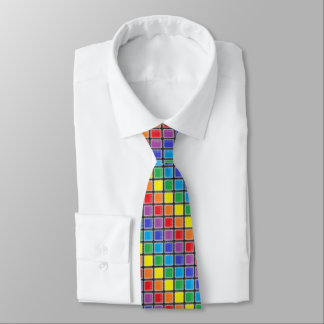 Rainbow Scratched Squares Tie