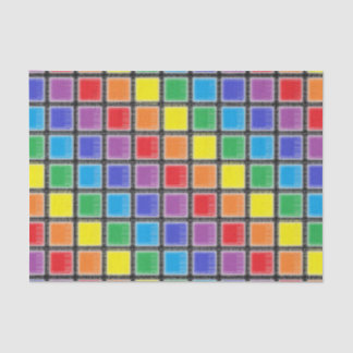 Rainbow Scratched Squares Tissue Paper