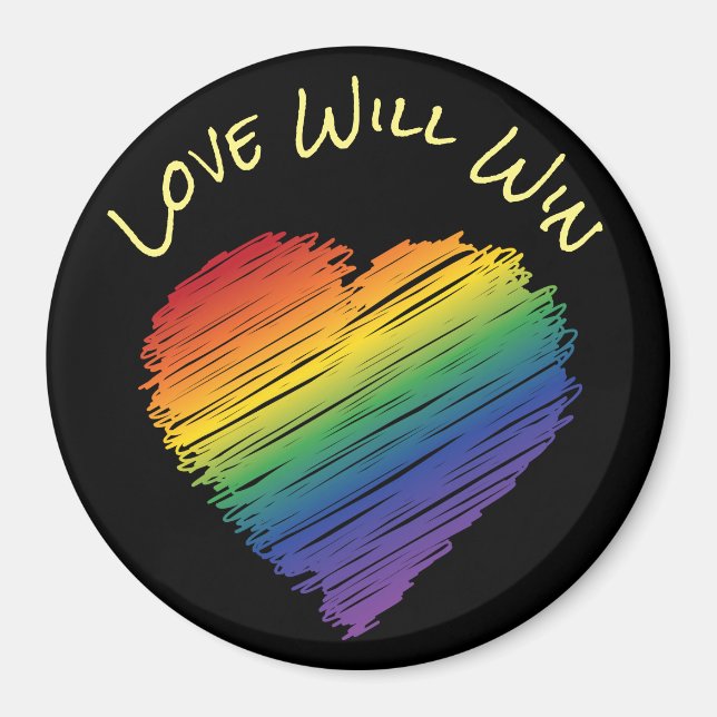 Rainbow scribble heart magnet (Front)