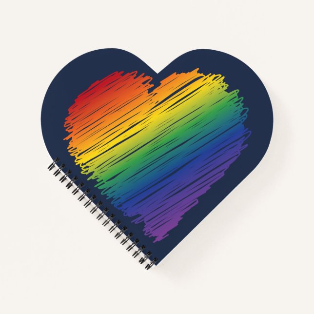Rainbow scribble heart notebook (Front)
