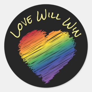 Rainbow scribble heart sticker