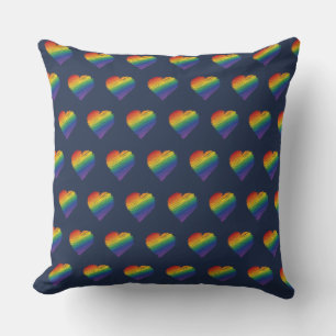 Rainbow scribble heart throw pillow