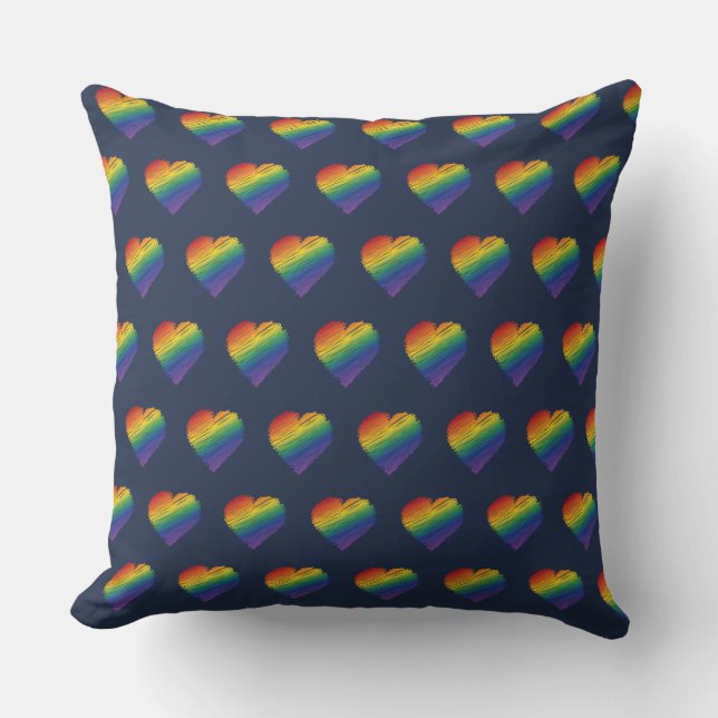 Rainbow scribble heart throw pillow (Front)
