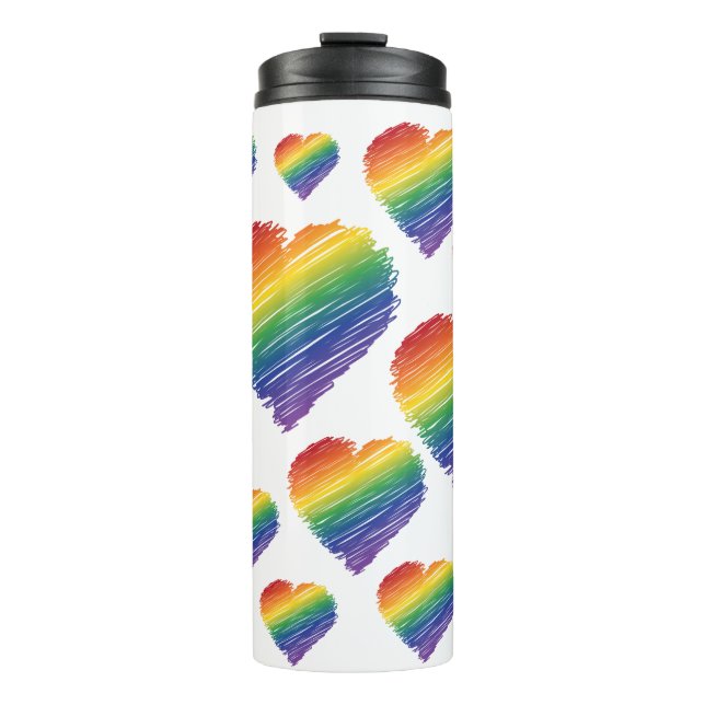 Rainbow scribble heart tumbler (Front)