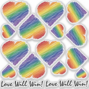 Rainbow Scribble Heart Variety sized