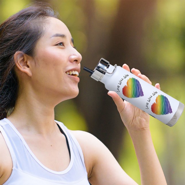 Rainbow scribble heart water bottle (Creator Uploaded)