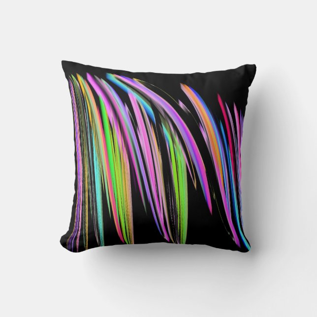 Rainbow Scribble Throw Pillow (Front)