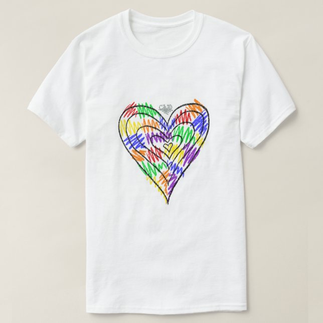 Rainbow Scribbles (heart) T-Shirt (Design Front)