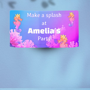 Rainbow Seahorse Birthday Party Banner