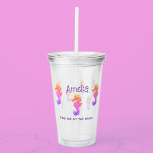  Rainbow Seahorse Personalized Acrylic Tumbler