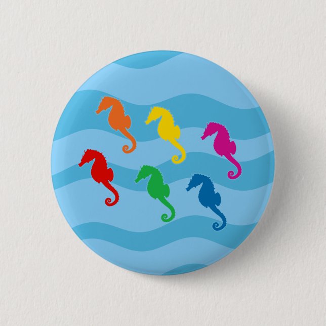 Rainbow Seahorses 2 Inch Round Button (Front)
