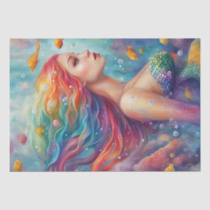 Rainbow Seas: Mermaid in Pastel Ocean Decoupage Tissue Paper