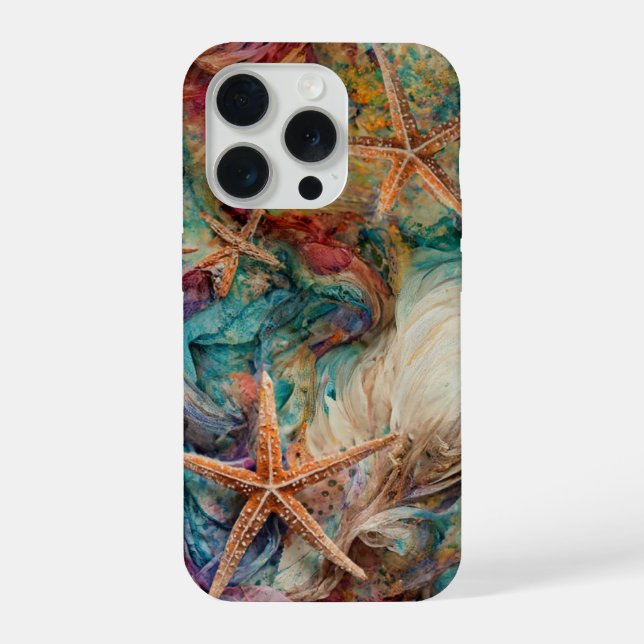 Rainbow SeaStars, Fanciful Starfish in Colour iPhone Case (Back)