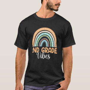 Rainbow Second Grade Vibes 2nd Grade Teacher Back T-Shirt