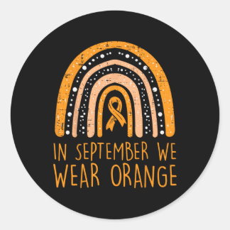 Rainbow September We Wear Orange Leukaemia Awarene Classic Round Sticker