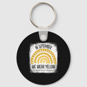 Rainbow September We Wear Yellow Childhood Cancer  Keychain