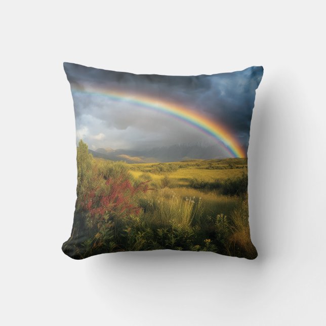 Rainbow Serenity Throw Pillow (Front)