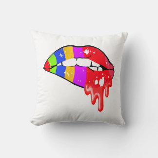 Rainbow Sexy Lips Throw Pillow