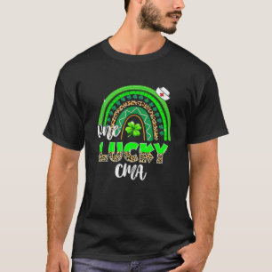 Rainbow Shamrock One Lucky CMA Nurse Leopard St Pa T-Shirt