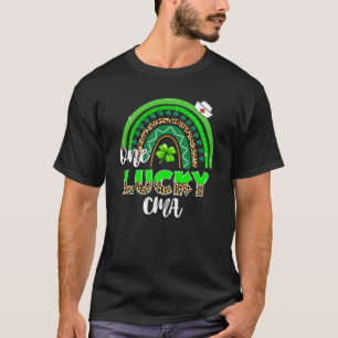 Rainbow Shamrock One Lucky CMA Nurse Leopard St Pa T-Shirt