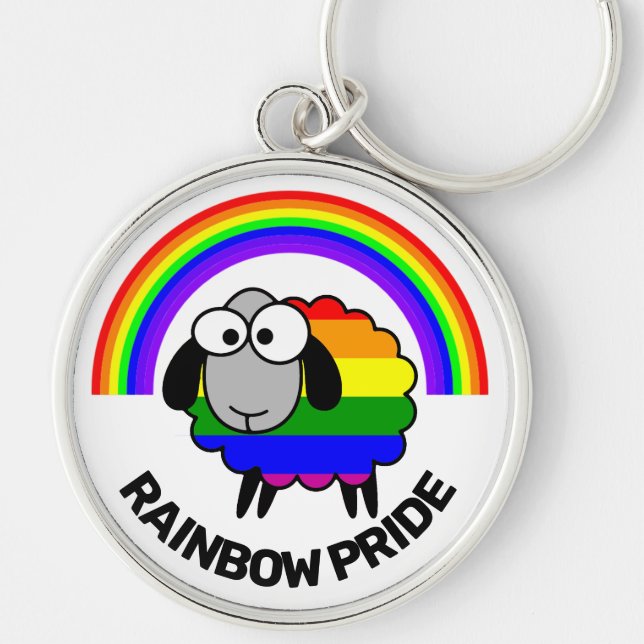 Rainbow Sheep Button Keychain (Front)