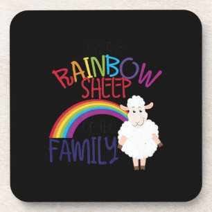 Rainbow sheep of family   Colourful Sheep Gift Coaster