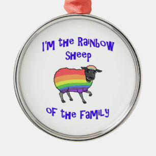 Rainbow Sheep of the Family Metal Ornament