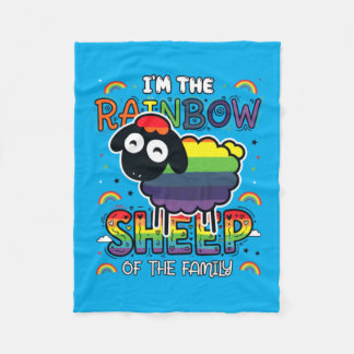 Rainbow Sheep Pride Family Statement T Fleece Blanket