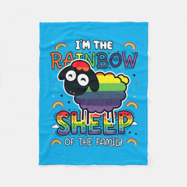 Rainbow Sheep Pride Family Statement T Fleece Blanket (Front)