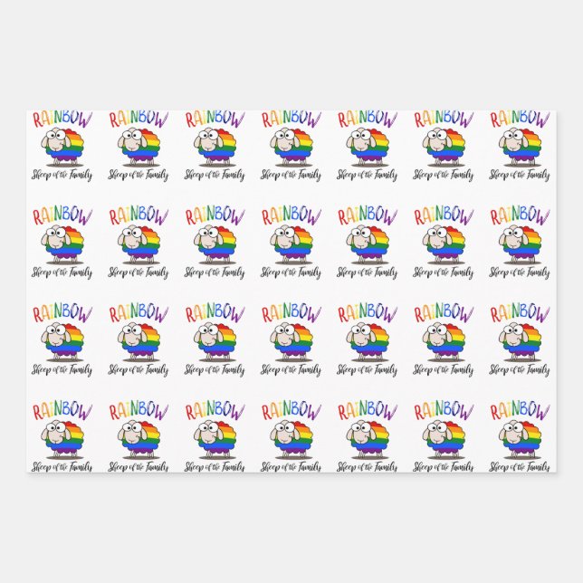 Rainbow Sheep Wrapping Paper Flat Sheet Set of 3 (Front 3)