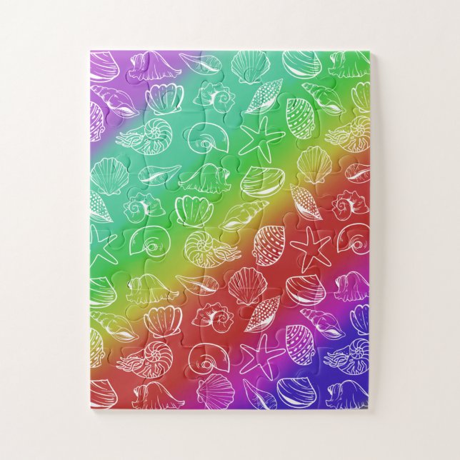 Rainbow Shellfish Pattern 11" x 14" Jigsaw Puzzle (Vertical)