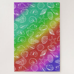 Rainbow Shellfish Pattern 20" x 30" Jigsaw Puzzle