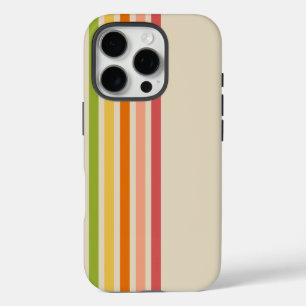 Rainbow Sherbet Retro Striped iPhone 16 Pro Case