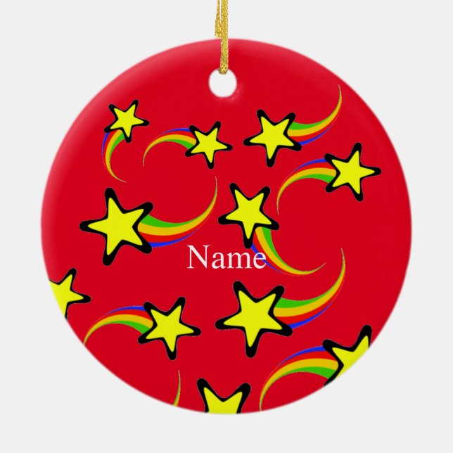 Rainbow Shooting Stars Thunder_Cove   Ceramic Ornament (Back)