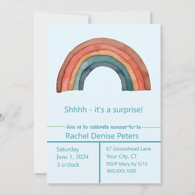 RAINBOW Shower Invitation (Front)