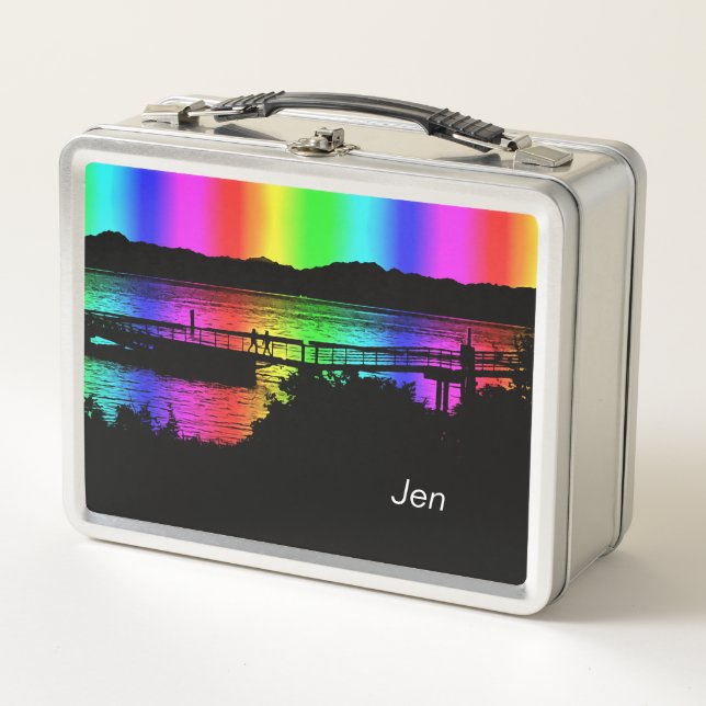 Rainbow Silhouette Personnes Lunchbox personnalisé (Devant)