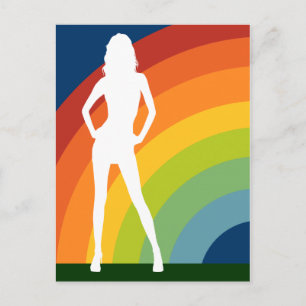 rainbow silhouetted woman postcard